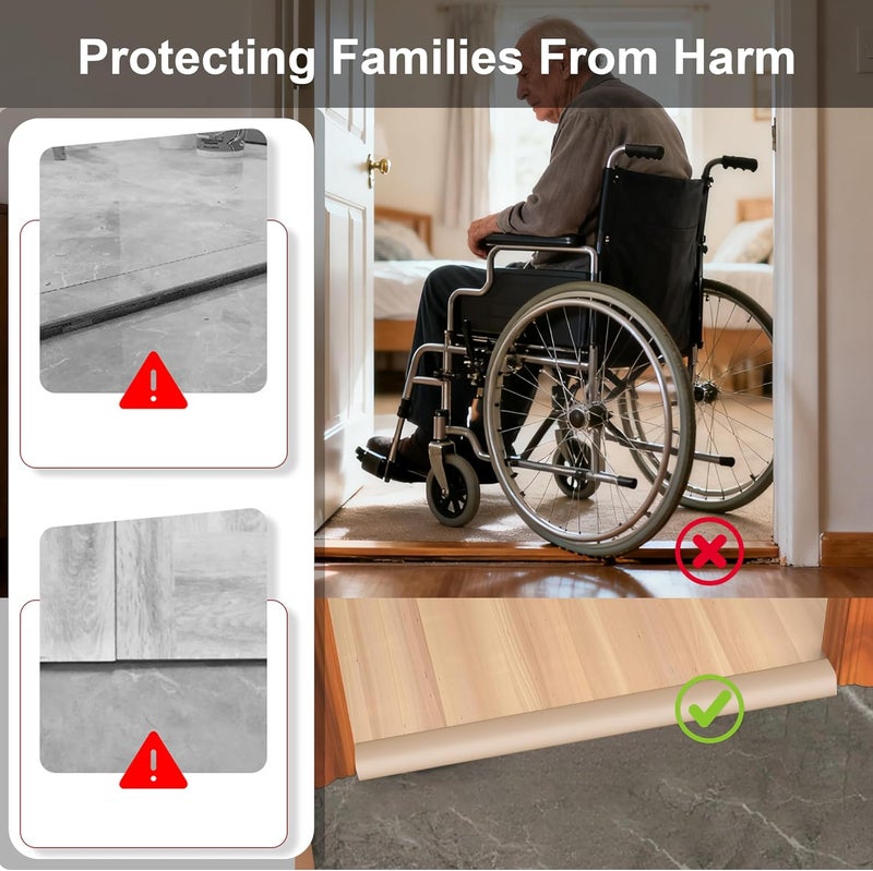 KTINITK 36” Aluminum Floor Transition Threshold Strip, Bridge The Height Gap Between 0.2 to 0.7 inches for Doorway Ramp Tiles Laminate Planks (Gray, 35.4“x1.7”) - Image 5